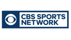 CBS Sports network logo in dark blue letters with a white background surrounded by a dark blue border