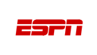 ESPN logo in red letters with white background